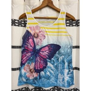White Stag Women's Butterfly Tank Top S (4–6) Tropical Jungle Graphic Shirt